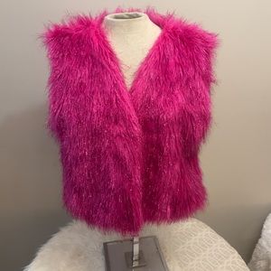 Women’s “NJD” Pink Faux Fur Vest